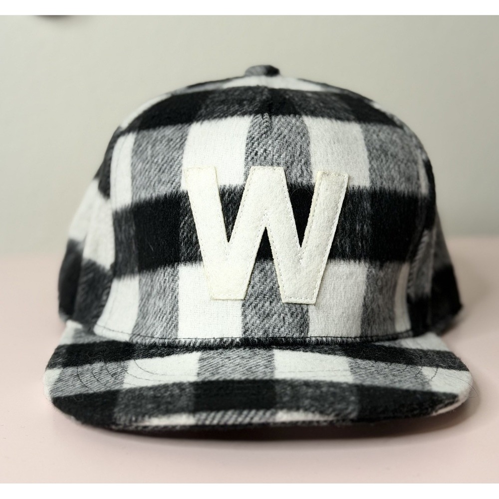 Adult Buffalo Check Flat Brim Hat Woolrich x Target Black White New Baseball Cap